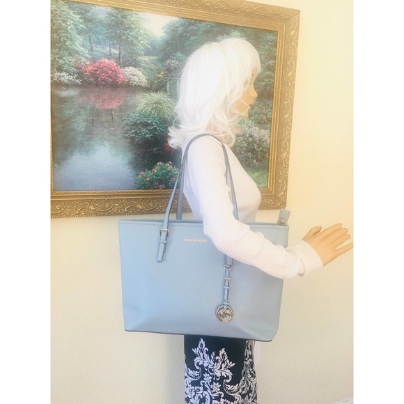 Michael Kors grossgrain shoulder bag blue tote/diaper bag - Picture 7 of 7